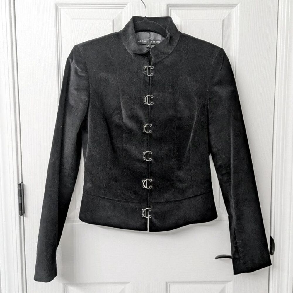 Antonio Melani Black Corduroy Jacket Hook & Eyelet Clasp | SZ 2